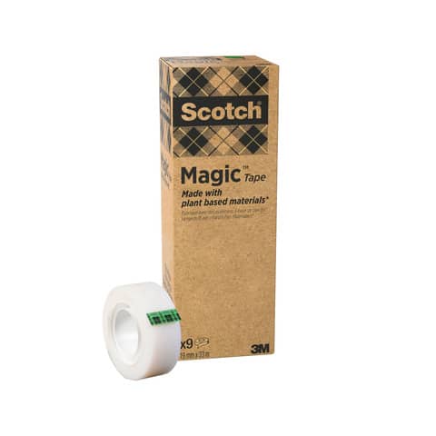 Nastro adesivo Scotch® Magic™ Più Verde 19 mm x 33 m trasparente opaco conf. da 9 rotoli - 900-1933-9
